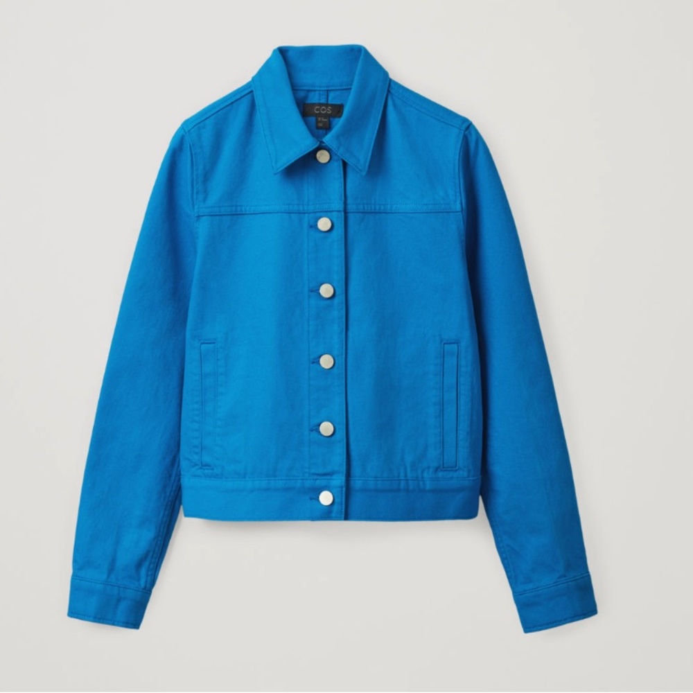 COS Bright Blue Coat Silver Buttons 2 Denim